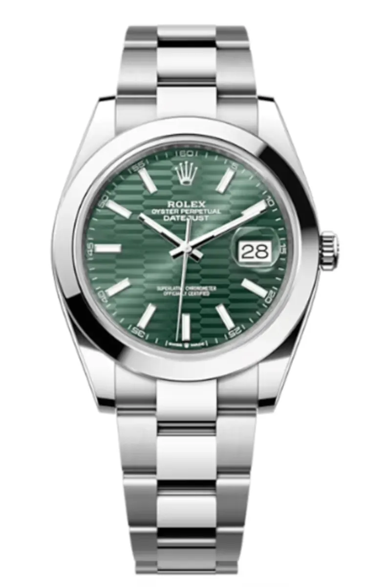 0059e4cbfef146f6c027919966496da6.webp Rolex Datejust 41 Stainless Steel Mint Green Fluted-Motif Dial Men's Watch M126300-0021 - Image 1