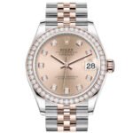 Rolex Datejust 31 Ros?? Diamonds Dial Diamond Bezel Rose Gold Two Tone Jubilee Watch 278381RBR 278381
