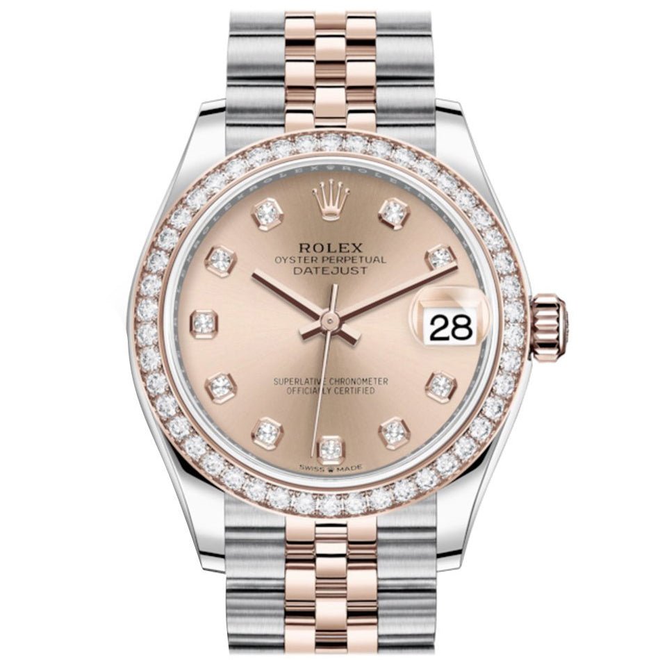 00b13cb8fc1ef21aabd96e16fc749e2e.jpeg Rolex Datejust 31 Ros?? Diamonds Dial Diamond Bezel Rose Gold Two Tone Jubilee Watch 278381RBR 278381 - Image 1