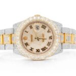 MOISSANITE ROLEX WATCH 36MM DATEJUST 2 TONE AUTOMATIC FULL ICED VVS 19.40CT