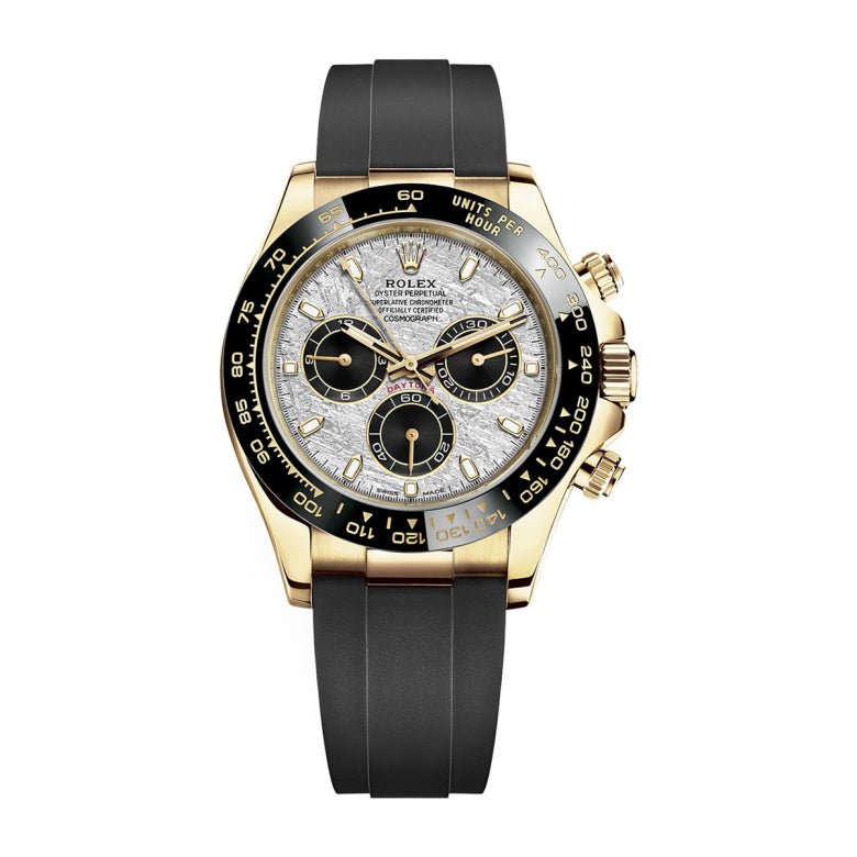 01e1f812d38502722507601dba932db5.jpeg Rolex Cosmograph Daytona Meteorite Dial Yellow Gold Oysterflex Watch 116518LN - Image 1