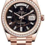 Rolex Day-Date 40 18k Everose Gold Eisenkiesel Diamond Dial Diamond Bezel Men's Watch M228345RBR-0016