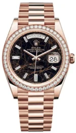 Rolex Day-Date 40 18k Everose Gold Eisenkiesel Diamond Dial Diamond Bezel Men's Watch M228345RBR-0016