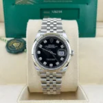 Rolex Datejust 36 Steel & White Gold Black Diamond Dial Women's Watch M126234-0027 - Image 2