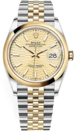 Rolex Datejust 36 Steel & Yellow Gold Golden Fluted-Motif Dial Women's Watch M126203-0039