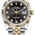 Rolex Datejust 36 Steel & Yellow Gold Black Diamond Dial Women's Watch M126233-0021