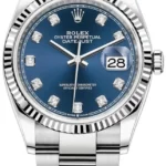 Rolex Datejust 36 Steel & White Gold Blue Diamond Dial Women's Watch M126234-0038
