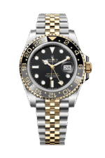 Rolex GMT Master ll Yellow Gold and Stainless Steel Black Dial Jubilee Bracelet Men's Watch M126713GRNR-0001