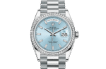 Lady Rolex DAY-DATE 36 128396TBR Ice Blue Baguette Index Replica - Image 9