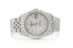 ROLEX DATEJUST 36MM SILVER AUTOMATIC STAINLESS STEEL FULL ICED MOISSANITE WATCH 17.00CT