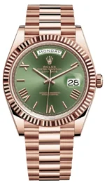 Rolex Day-Date 40 18k Everose Gold Olive Green Dial 60th Anniversary Men's Watch M228235-0025