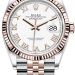 Rolex Datejust 36 Steel & Everose Gold White Roman Dial Jubilee Bracelet Women's Watch M126231-0015