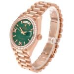 Rolex Day-Date Rose Gold Green Aventurine Diamond-Set Roman Dial Diamond Bezel Women's Watch M128345RBR-0068 - Image 3