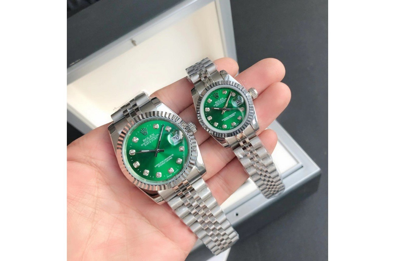 32e804eef082a8c18fce8016f2d7bc35.jpeg Rolex Datejust 36/28mm SS/SS Jub Green/Dia - Image 1