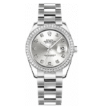 Rolex Datejust 31 Silver Diamond Oyster Bracelet Watch 178384-0017