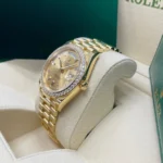 Rolex Day-Date 228348RBR Yellow Gold Diamond Bezel Champagne Diamond Dial - Image 8