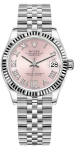 Rolex Datejust 31 Stainless Steel and White Gold Pink Roman Diamond Dial Women's Watch M278274-0024