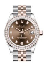 Rolex Datejust 31 Chocolate Diamonds Dial Diamond Bezel Rose Gold Two Tone Jubilee Watch 278381RBR 278381 - Image 5