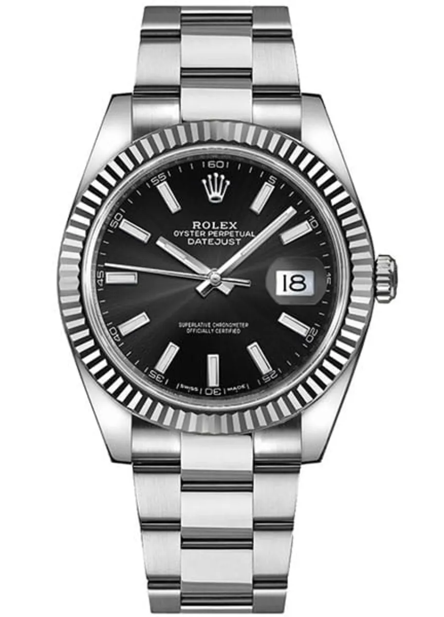 4c9ef35cd2186eb887bfaf656b6b8856.webp Rolex Datejust 41 Stainless Steel Black Dial Men's Watch M126334-0017 - Image 1