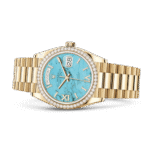 Rolex Day-Date 128348RBR Yellow Gold Diamond Bezel Turquoise Diamond Dial - Image 4