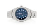 ROLEX ICED OUT DATEJUST 41MM BLUE DIAL AUTOMATIC STAINLESS STEEL WATCH MOISSANITE 21.00CT