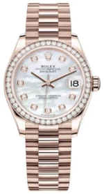 Rolex Datejust 31 Everose Gold Mother-of-Pearl Diamond Dial Diamond Bezel Women's Watch M278285RBR-0005