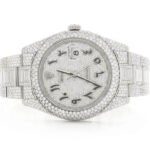 ROLEX DATEJUST ICED OUT 41MM SILVER HEBREW DIAL AUTOMATIC STAINLESS STEEL 23.50CT