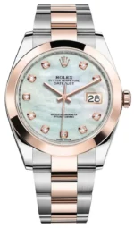 Rolex Datejust 41 Steel and Everose Gold Mother of Pearl Diamond Dial Men's Watch M126301-0013