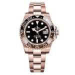 Rolex GMT-Master II 40mm Root Beer Black Dial Oyster Bracelet 18k Rose Gold Watch 126715chnr-0001