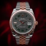 Rolex Datejust 41 Steel and Everose Gold Wimbledon Green Dial Jubilee Men's Watch M126331-0016 - Image 7