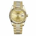 Rolex Day-Date 40 Presidential Champagne dial, Fluted Bezel, President bracelet, Yellow gold Watch
