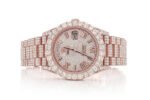 ROLEX DAYDATE 40MM ROSE GOLD AUTOMATIC STAINLESS STEEL WATCH FULL ICED MOISSANITE 24.00CT