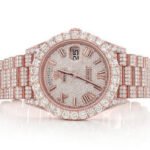 ROLEX DAYDATE 40MM ROSE GOLD AUTOMATIC STAINLESS STEEL WATCH FULL ICED MOISSANITE 24.00CT