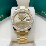 Rolex Day-Date 228348RBR Yellow Gold Diamond Bezel Champagne Diamond Dial - Image 6