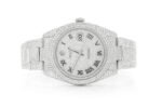 ROLEX DATEJUST ICED OUT 41MM SILVER AUTOMATIC STAINLESS STEEL WATCH FULL MOISSANITE 23.50CT