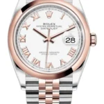 Rolex Datejust 36 Steel & Everose Gold White Roman Dial Women's Watch M126201-0015