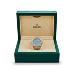 Rolex Day-Date 128348RBR Yellow Gold Diamond Bezel Turquoise Diamond Dial - Image 6