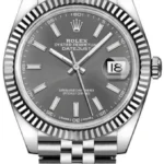 Rolex Datejust 41 Steel & White Gold Fluted Bezel Slate Dial Jubilee Men's Watch M126334-0014