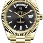 Rolex Day-Date 40 18K Yellow Gold Black Diamond Dial Men's Watch M228238-0004
