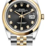 Rolex Datejust 36 Steel & Yellow Gold Black Diamond Dial Women's Watch M126203-0021