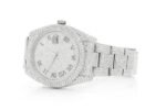 ROLEX DATEJUST ICED OUT 41MM SILVER AUTOMATIC STAINLESS STEEL WATCH FULL MOISSANITE 23.50CT - Image 2