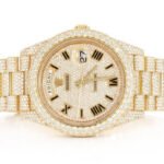 ICED OUT WATCHES ROLEX DAY-DATE 40MM AUTOMATIC YELLOW GOLD MOISSANITE 20.30CT