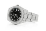 ROLEX DATEJUST ICED OUT 41MM SILVER BLACK DIAL AUTOMATIC STAINLESS STEEL WATCH FULL MOISSANITE 16.00CT - Image 2