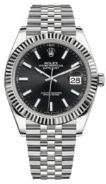 Rolex Datejust 41 Steel & White Gold Black Index Jubilee Band Men's Watch M126334-0018