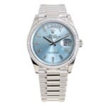 Lady Rolex DAY-DATE 36 128396TBR Ice Blue Baguette Index Replica