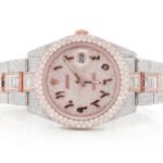 DIAMOND WATCH ICED OUT ROLEX DATEJUST 41MM TWO TONE HEBREW DIAL AUTOMATIC STAINLESS STEEL MOISSANITE 21.20CT