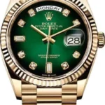Rolex Day-Date Yellow Gold Green Diamond Dial Women's Watch M128238-0069