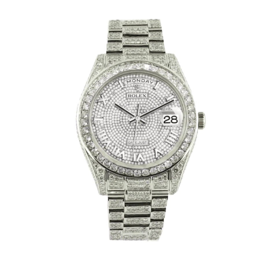 baguette-rolex-replica.jpg Rolex Datejust Baguette II White Gold Iced Out Diamond Dial 116300 Replica - Image 1