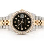 ROLEX WITH DIAMONDS 36MM TWO-TONE BLACK DIAL MOISSANITE 14.60CT