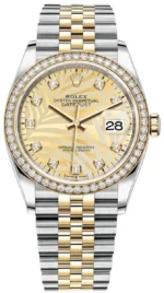 Rolex Datejust 36 Yellow Gold & Diamonds Golden Palm-Motif Diamond Dial Women's Watch M126283RBR-0029
